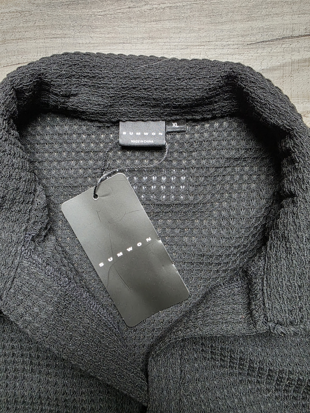Sumwon Men's Black Waffle Knit Sweater - XL